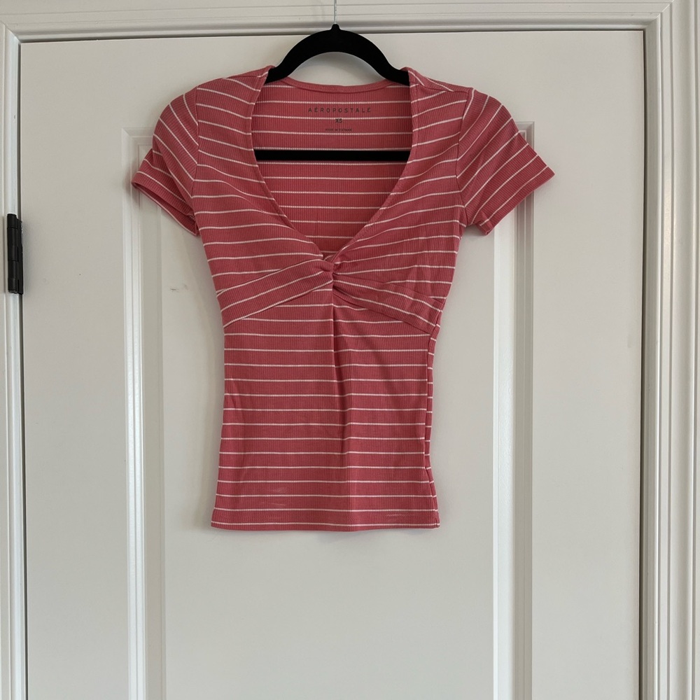 Aeropostale Pink and White Striped Top
